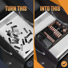 Battery Storage Organizer Holder with Tester - Battery Caddy